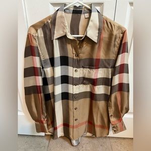 Burberry Check shirt blouse 100% Silk mint condition size UK2 US0